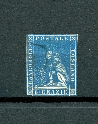 Italy-Tuscany #15 (I324) Lion of Tuscany 6 cr deep blue, Used, FVF, CV$300.00 - Image 1 of 2