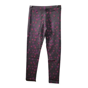 Spotted Zebra Girls Casual Gray Pink Purple Hearts Leggings Size Medium (8) - Picture 1 of 7