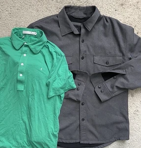 2 Lot Criquet Mens M Slim Fit Polo Shirt Bluff Works Gramercy Thick Button Down - Picture 1 of 16