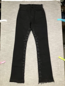 Nova Men Jeans Mens 30 Black Skinny Stretch Distressed Raw Hem Lattice 6FN13 - Picture 1 of 13