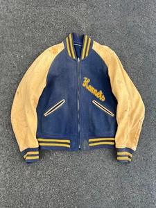 Vintage 1930s 1940s Letterman Varsity Jacket Wool Leather General Athletics 40 - Picture 1 of 20
