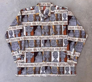 Vintage Platinum FUBU Shirt Size 2XL Y2K Fat Albert AOP Button Long Sleeve NWOT - Picture 1 of 8