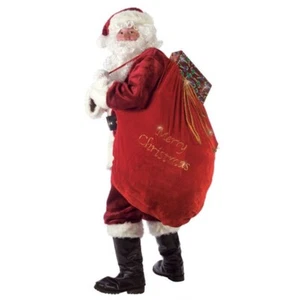 SANTA Claus Christmas TOY Bag SACK Red Plush Velvet Present Costume Accessory - Picture 1 of 2