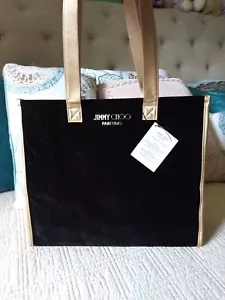 NWT Jimmy Choo Perfume Black Velvet & Gold Metallic Sparkle Tote Bag - Picture 1 of 11