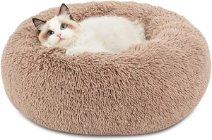 Calming Cat Beds for Indoor Cats - Small Cat Bed Washable 20 Inches, Anti-Slip r - Picture 1 of 12