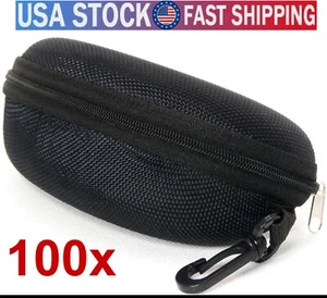 Lot 100 Sunglasses Eyeglasses Black Portable Zipper Case Protect Belt Clip Hook - Bild 1 von 22