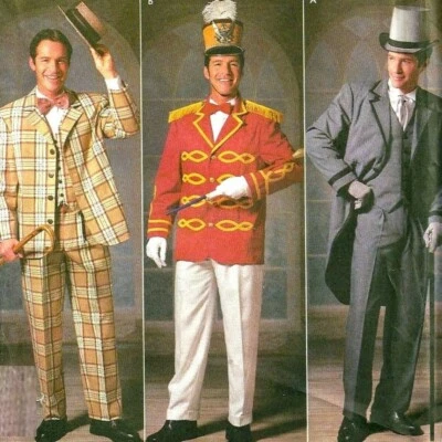 Simplicity 9686 Men's Music Band Tuxedo Suit Tailcoat Vest Costume Pattern XS-XL - Image 1 of 4