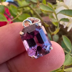 Certified 15.40 CT Natural Alexandrite Color-Change In Solid 925 Silver Pendant - Picture 1 of 6