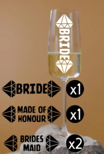 Bridal Party Vinyl Decals Bride, Bridesmaid & Maid of Honour Stickers Champagne - Picture 1 of 17