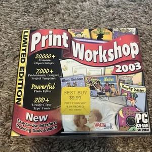Print Workshop 2003 PC CD-Rom Software Windows 98 ME XP Greeting Card Software - Picture 1 of 4