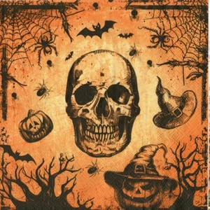 Serviettes en papier Halloween tête de mort. Napkins Halloween crossbone skull - Picture 1 of 1