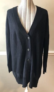 Entorno suave Suéter negro largo de gran tamaño Cardigan Wool Blend SZ L Grande - Imagen 1 de 7