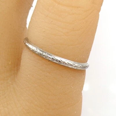 Vtg Antique Art Deco Platinum Etched 2mm Eternity Wedding Band Ring Sz 6.5 LLC2 - Image 1 of 4