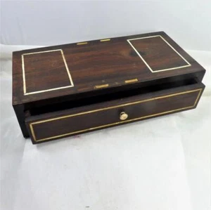 ANTIQUE SOLID ROSEWOOD BOX with DRAWER heavy Victorian a/f - Picture 1 of 7