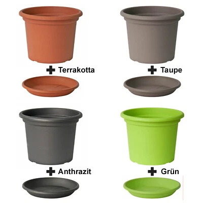 Blumentopf mit Untersetzer in rund und eckig Uebertopf Blumenkasten Blumenschale - Bild 1 von 4