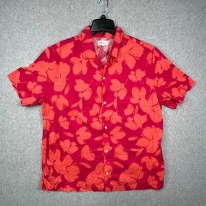 Gap Men's XL Shirt Red Floral Tropical Hawaiian Button-Up Short Sleeve Vacation - Picture 1 of 6