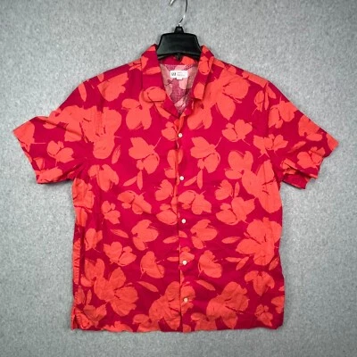 Gap Men's XL Shirt Red Floral Tropical Hawaiian Button-Up Short Sleeve Vacation - Image 1 of 4
