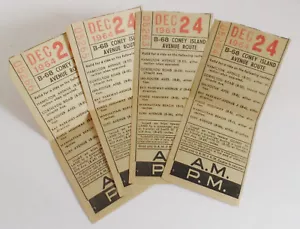 Cuatro billetes de ruta B-68 de Coney Island Avenue pases con fecha 24 de diciembre de 1964 - Imagen 1 de 6