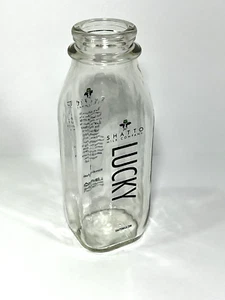 Shatto Milk Bottle Glass Lucky St Patricks Day Mint Chocolate NO Cap EMPTY - Picture 1 of 15