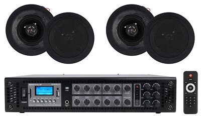 Rockville RCS180-6 70v Commercial Amplifier w/Bluetooth+(4) 4" Speakers in Black - Image 1 of 4