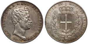 Italian States Kingdom of Piedmont Sardinia 1849-P 5 Lire KM# 130 Silver Coin - Picture 1 of 3