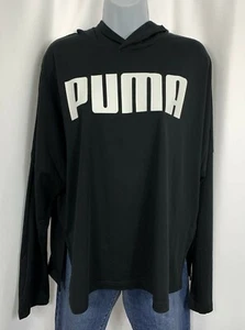 PUMA Womens Size Large Black Long Sleeves Hooded TOP Light Pullover Hoodie NWT - Picture 1 of 6