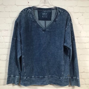 Sudadera Denim Marc New York Talla Mediana Azul Cuello en V Pullover Manga Larga - Imagen 1 de 6