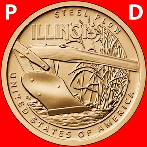 2024 P&D ILLINOIS (IL) STEEL PLOW INNOVATION TWO UNCIRCULATED DOLLAR COIN - Bild 1 von 3