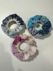Hair Scrunchies Crocheted Set/3 - Picture 1 of 4