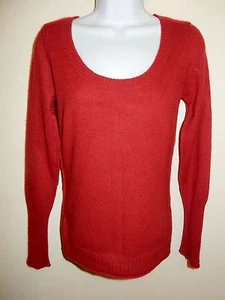 SUÉTER LUCKY BRAND 100 % CACHEMIRA ROJO OSCURO CUELLO PERFORADO EN PUNTOS S - Imagen 1 de 12