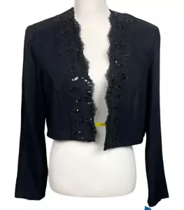 Giacca Bolero Vintage R e M Richards Di Karen Kwong Nero Dettaglio Pizzo Donna XL - Foto 1 di 9