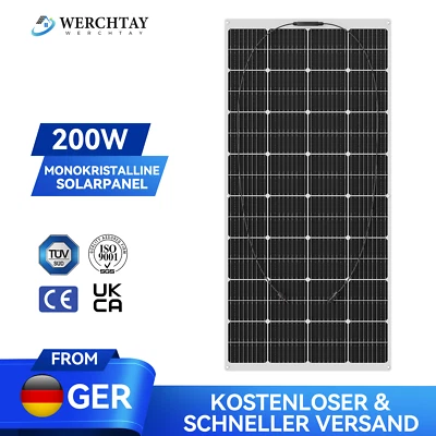 Flexibel Solarpanel 200W Solarmodul Monokristallin für Wohnmobil Camping Boot - Bild 1 von 4