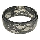 Vintage Bracelet Black Lace In Clear Resin Classic Chic Retro Bb1