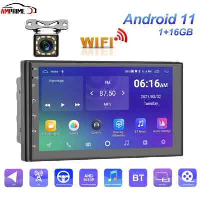 7 Zoll Android 11 Doppel 2Din Autoradio GPS Navi Bluetooth WIFI USB 24 Theme+Kam - Bild 1 von 4
