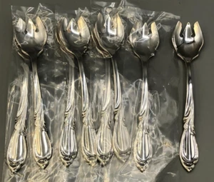 Rhapsody by International Sterling Silver set 8 Ice Cream Spoon/Forks 5.5" - Picture 1 of 4