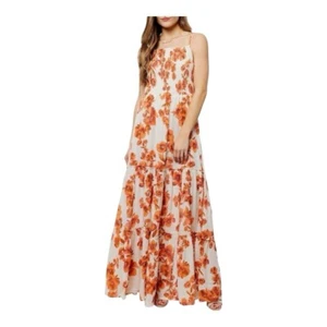 Free People Women's Garden Party Maxi Dress In Ivory Orange Floral Print Size XS - Picture 1 of 5