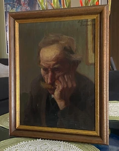 Willy BRUNNERT (1880-1950) Arbeiter Kopf. Dachau 1906. Mit Rahmen: 40x50 cm. - Bild 1 von 7
