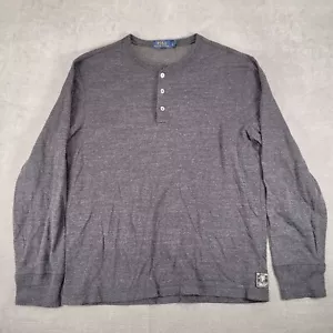 Polo Ralph Lauren Henley Shirt Long Sleeve Cotton Blend Gray Large - Picture 1 of 10