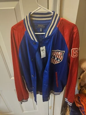 polo ralph lauren jacket Satin Varsity Jacket XL MSRP 598.00 - Imagem 1 de 4