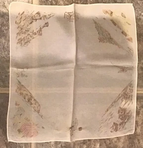 PAÑUELO DE SEDA DE COLECCIÓN HANKY 10X11 ESCÉNICO RARO HALLAZGO BORDES ENROLLADOS A MANO - Imagen 1 de 6