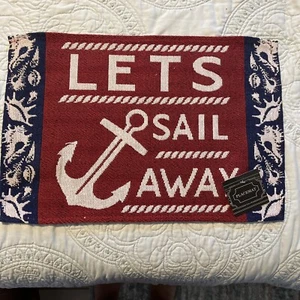 Nautical Beach Lets Sail Away Anchor Tapestry Placemats 13 x 19 NWT. - Picture 1 of 6