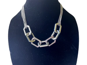 Alfani Chunky Choker Rhodium Poliert Silber Glieder Mehrsträngig Mesh Ketten - Bild 1 von 6