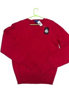 Mens NOS Vtg Woodward Shop 100% Lambswool red v-neck pullover sweater NWT - Picture 1 of 4