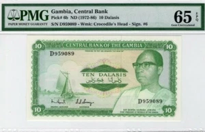 1972 -86 GAMBIA 10 Dalasis PMG65 EPQ GEM UNC @P-6b - Picture 1 of 2
