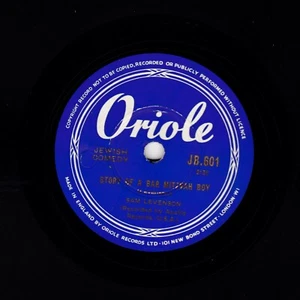 Judía Comedia Sam Levenson 78 Story de Una BAR Mitzvah Boy GB Oriole Jb 601 E V+ - Picture 1 of 2