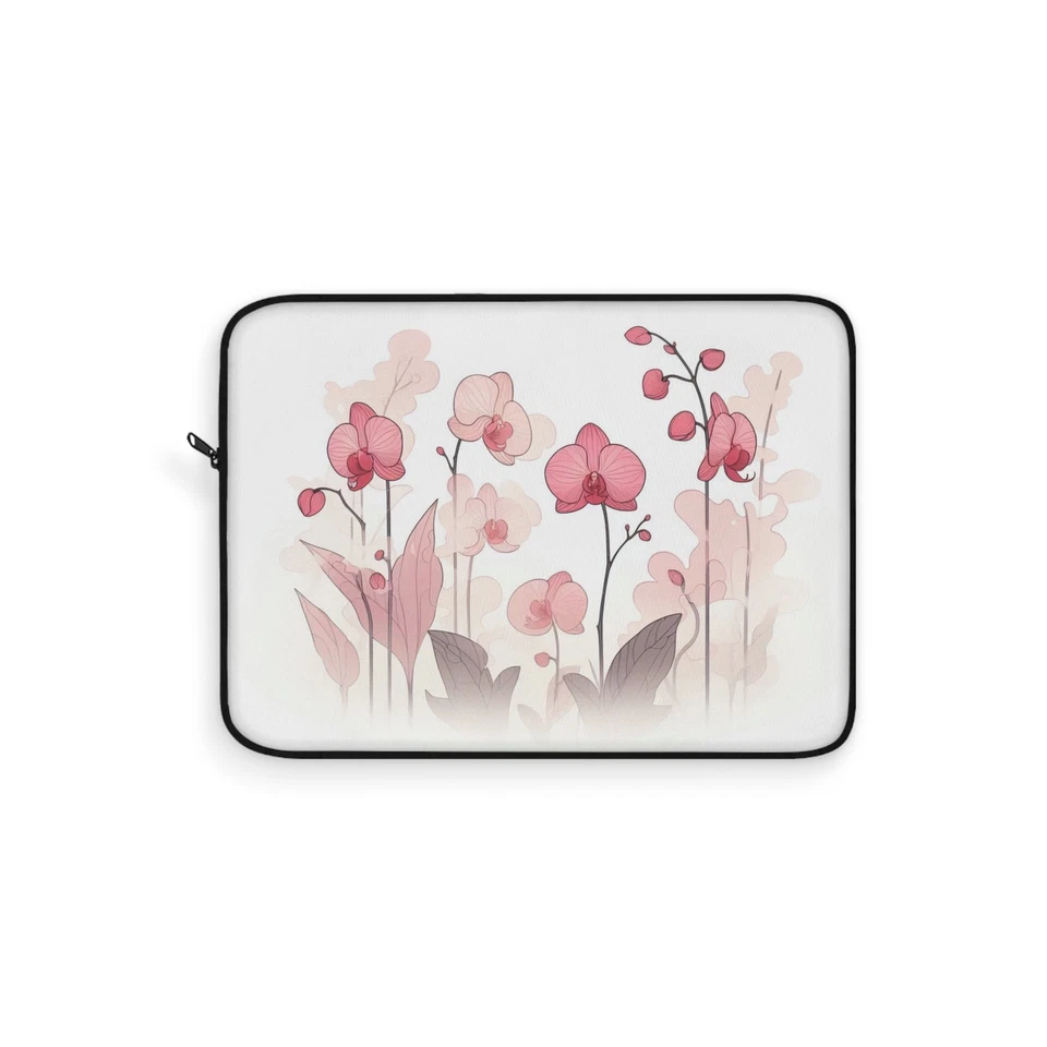 Arte de orquídea rosa aquarela - Capa acolchoada para laptop - Estojo para computador - Presente técnico - Imagem 1 de 1