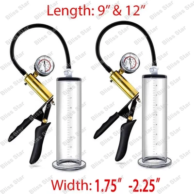 Vacuum Penis Pump Acrylic Cylinder Male Penis Enhancement Erectile Extend 9"-12" - Image 1 of 4