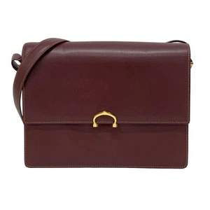 Auténtico bolso de hombro Cartier Must Line - de cuero dorado burdeos - Imagen 1 de 12