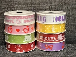 Hello Kitty Grosgrain Ribbon 2 Pack 2009 Sanrio Crafting Set Apples Bows Kawaii - Picture 1 of 4