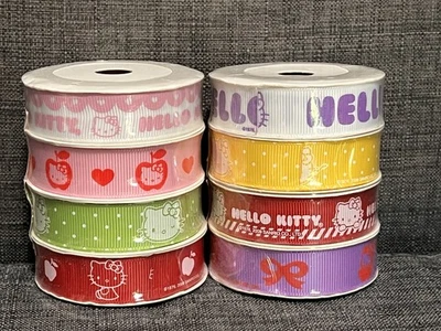 Hello Kitty Grosgrain Ribbon 2 Pack 2009 Sanrio Crafting Set Apples Bows Kawaii - Image 1 of 4